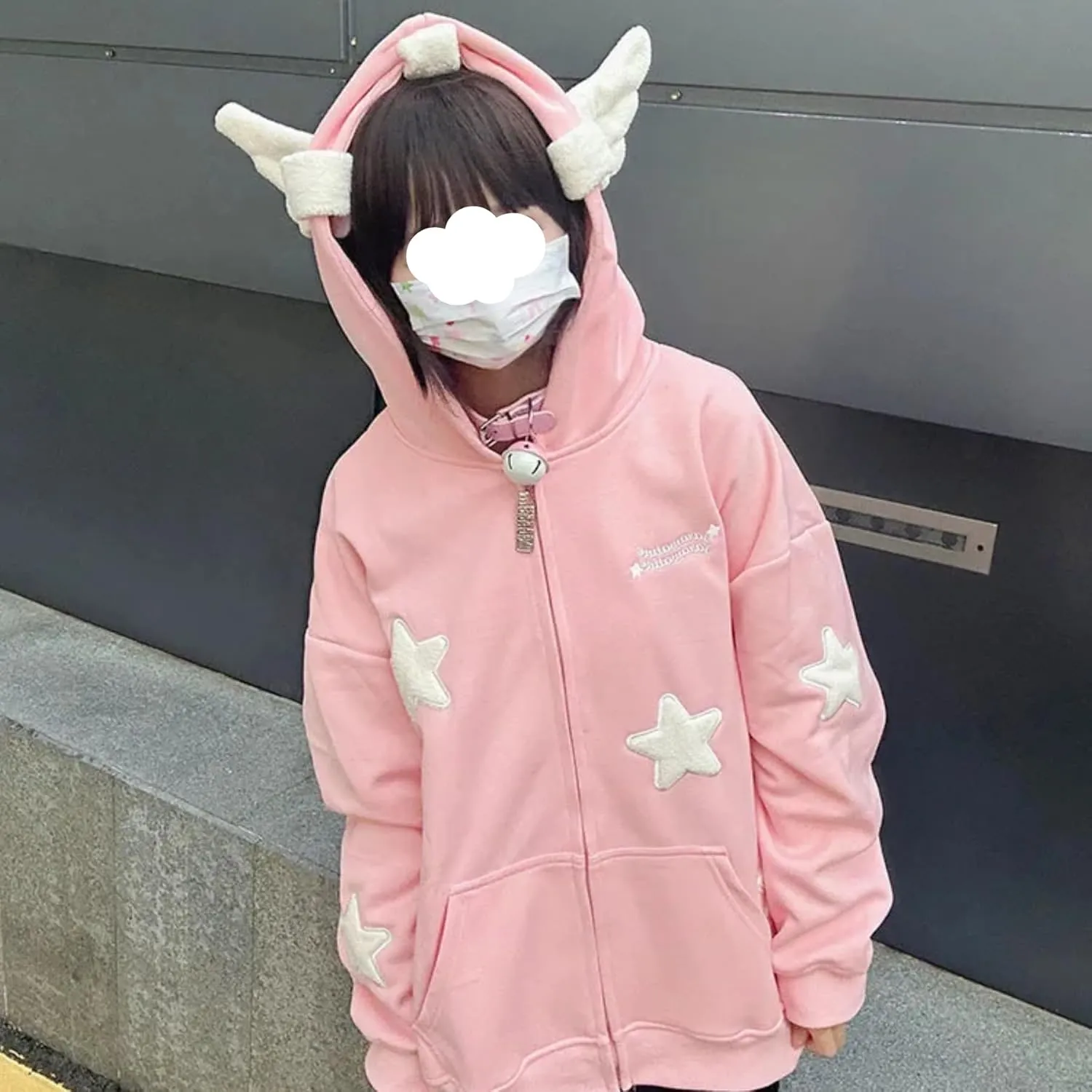 Kawaii Clothes Cute Y2k Hoodie Zip Up Jacket for Teen Girls Oversized