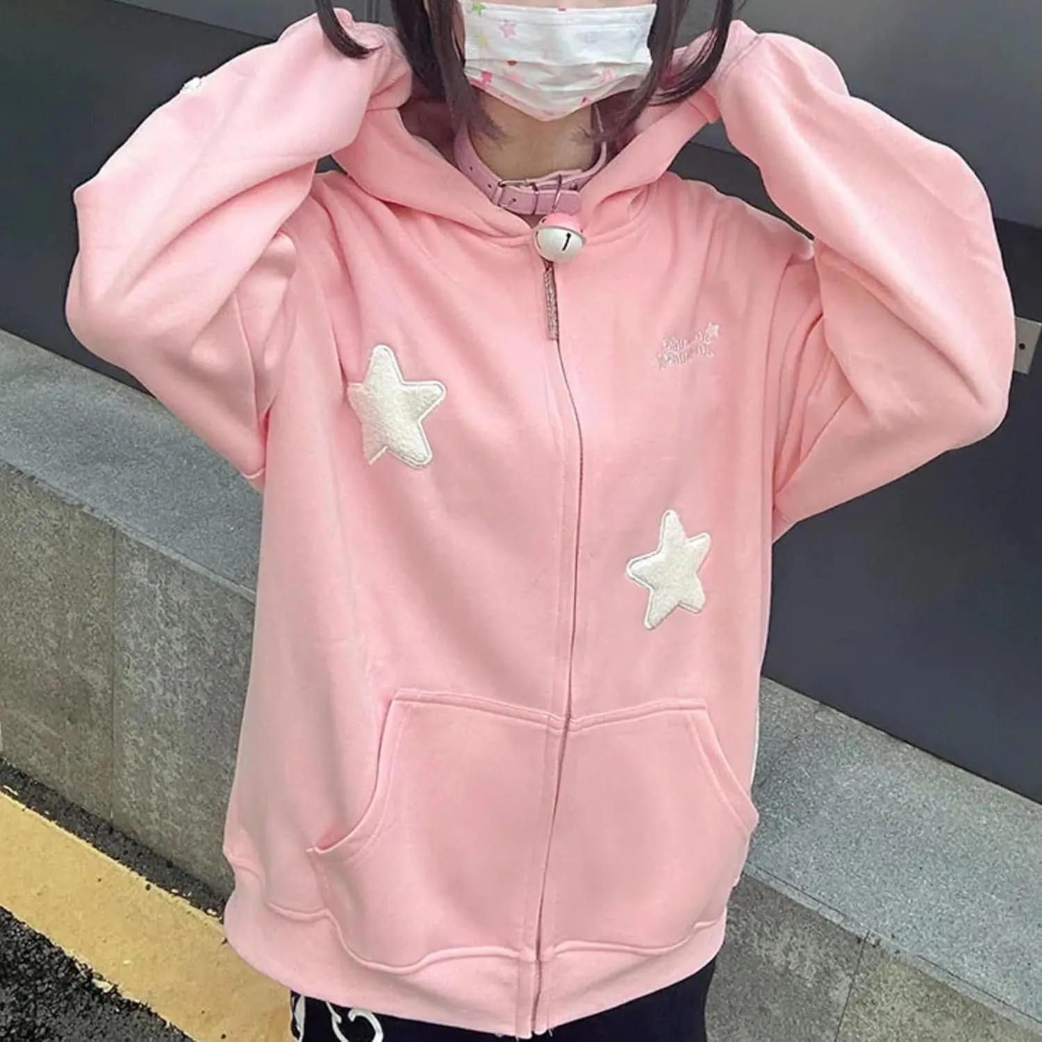 Kawaii Clothes Cute Y2k Hoodie Zip Up Jacket for Teen Girls Oversized