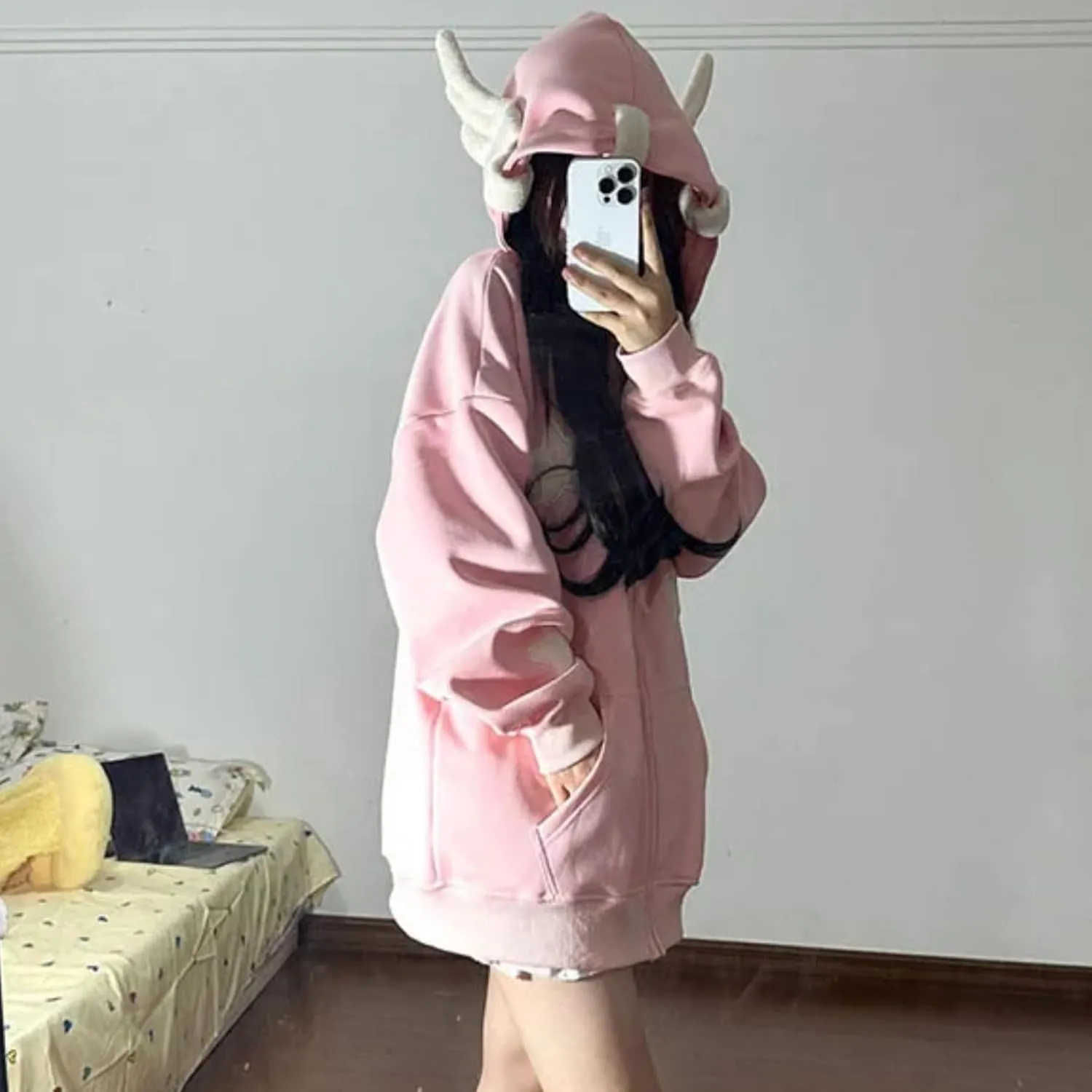 Kawaii Clothes Cute Y2k Hoodie Zip Up Jacket for Teen Girls Oversized