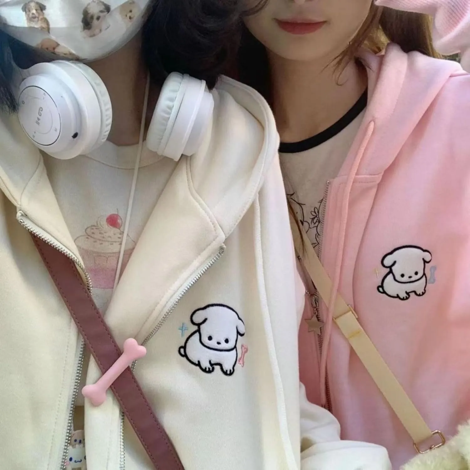 Kawaii Clothes Cute Y2k Hoodie Zip Up Jacket for Teen Girls Oversized