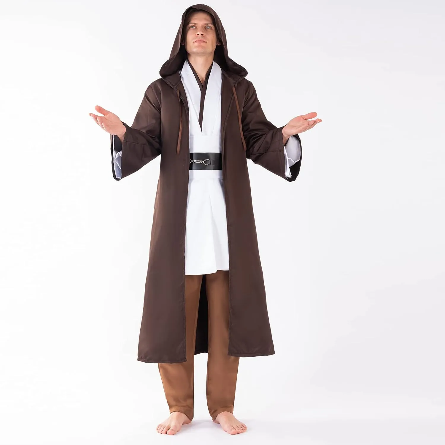 Knight Costume Master Robe Warrior Role Play Cloak Outfits Tunic Hooded Cape Halloween Accessories