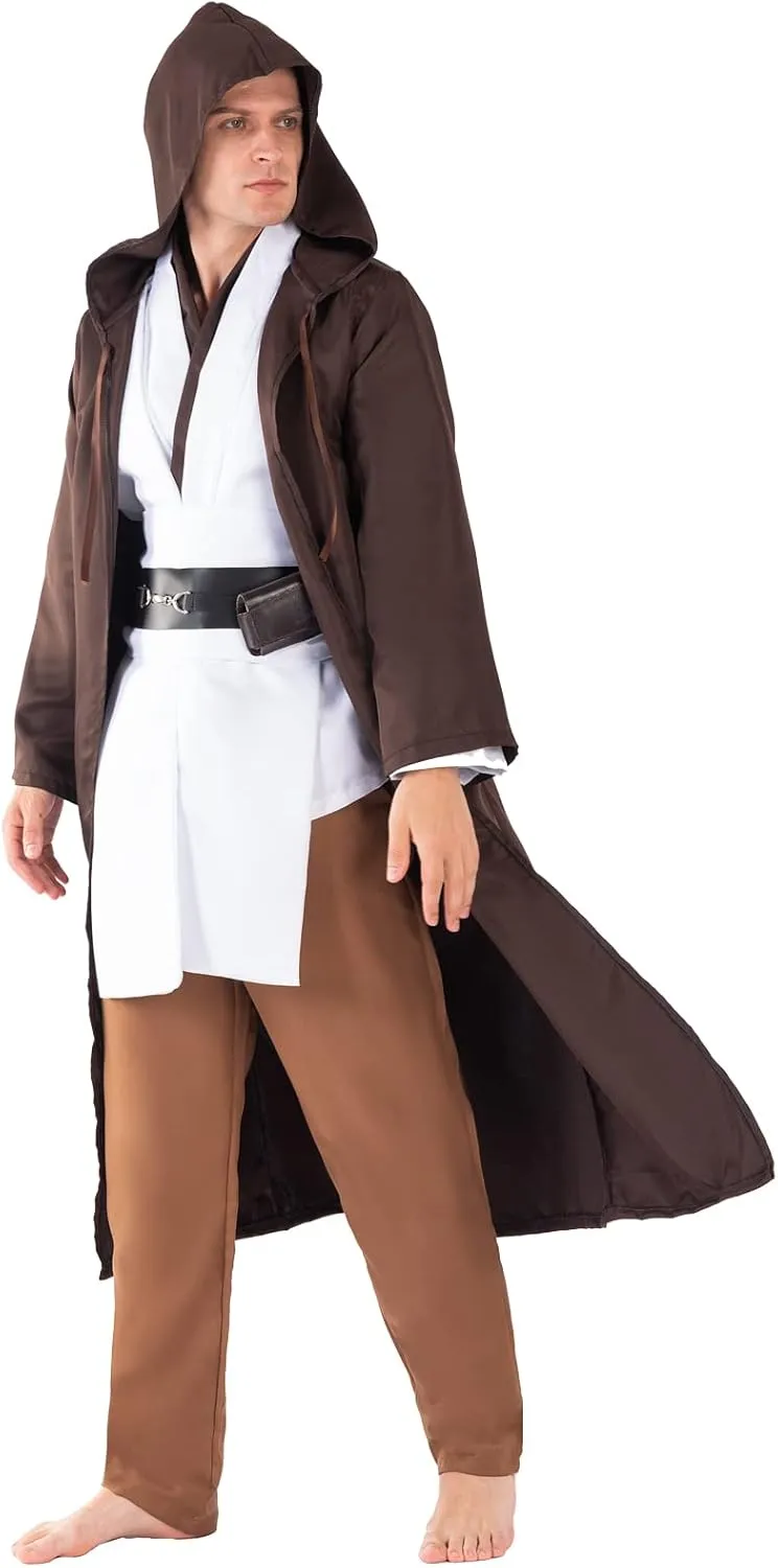 Knight Costume Master Robe Warrior Role Play Cloak Outfits Tunic Hooded Cape Halloween Accessories