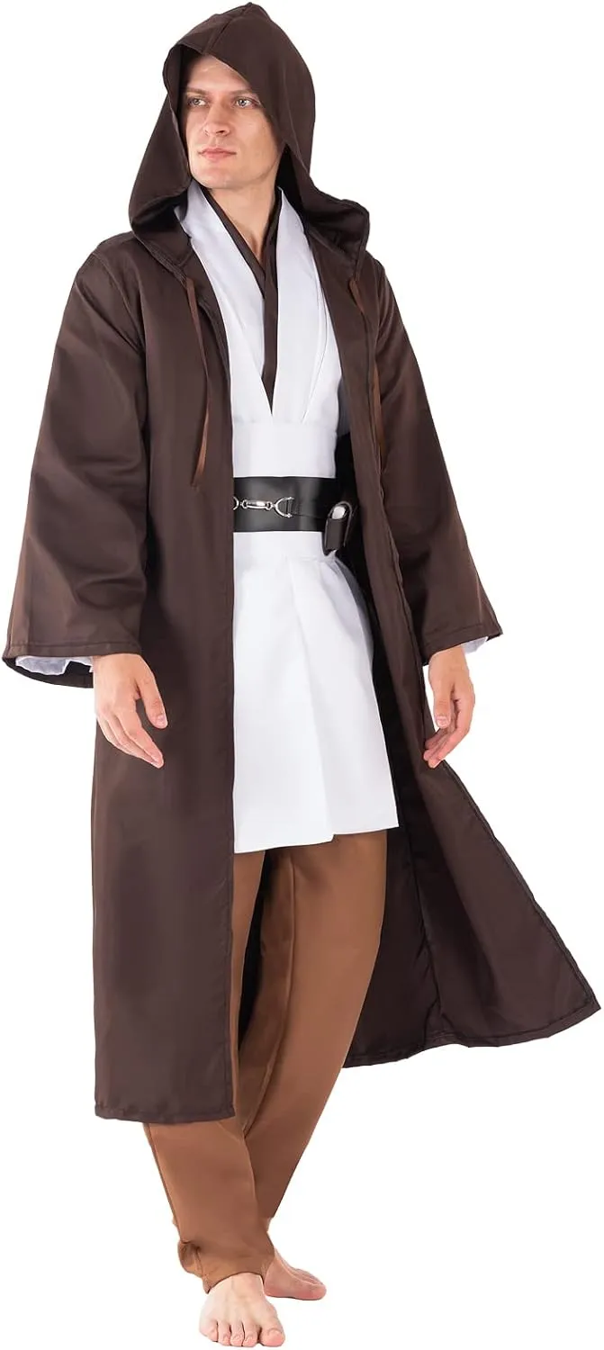 Knight Costume Master Robe Warrior Role Play Cloak Outfits Tunic Hooded Cape Halloween Accessories