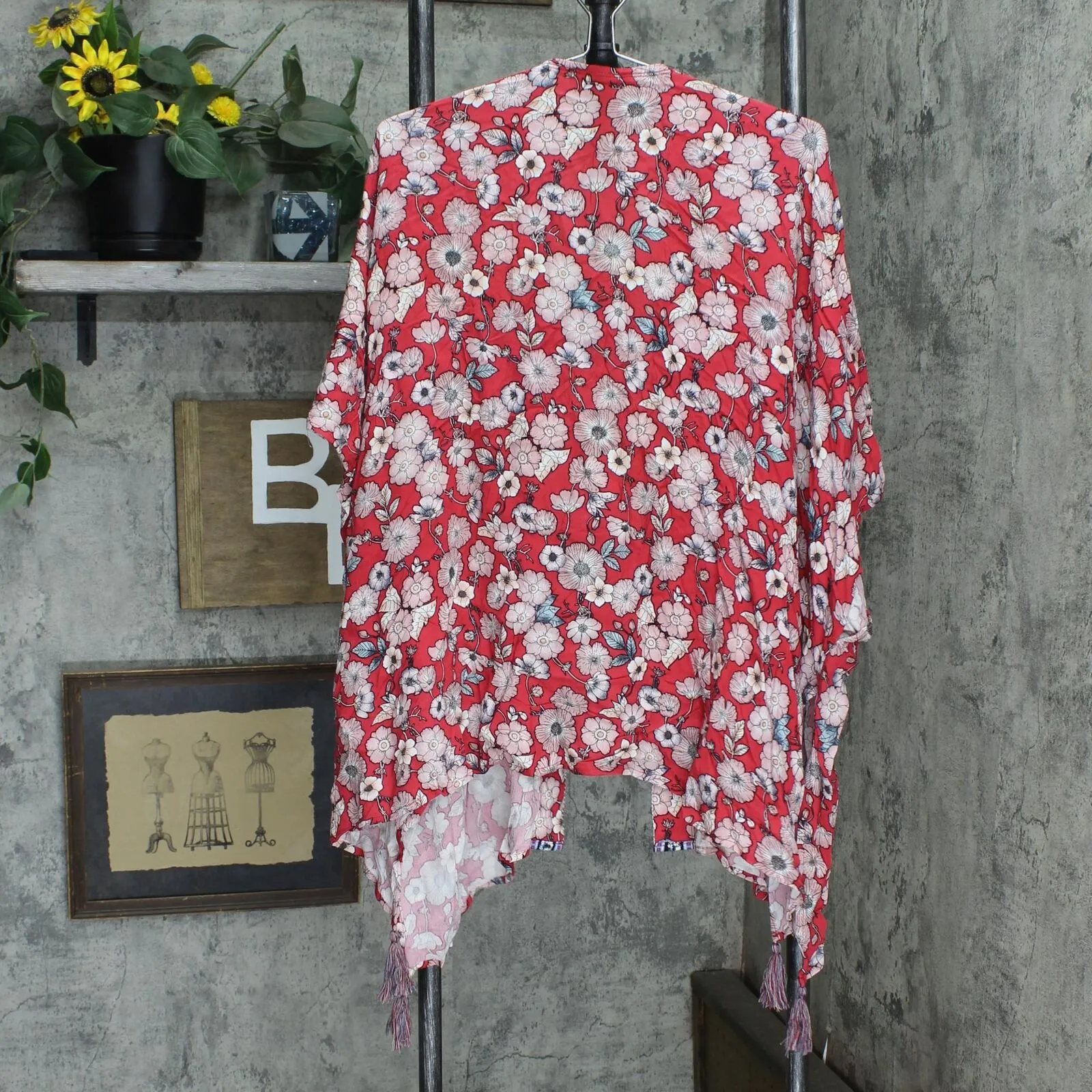 Knox Rose Women's Floral Print 3/4 Sleeve Kimono Jacket 78666600
