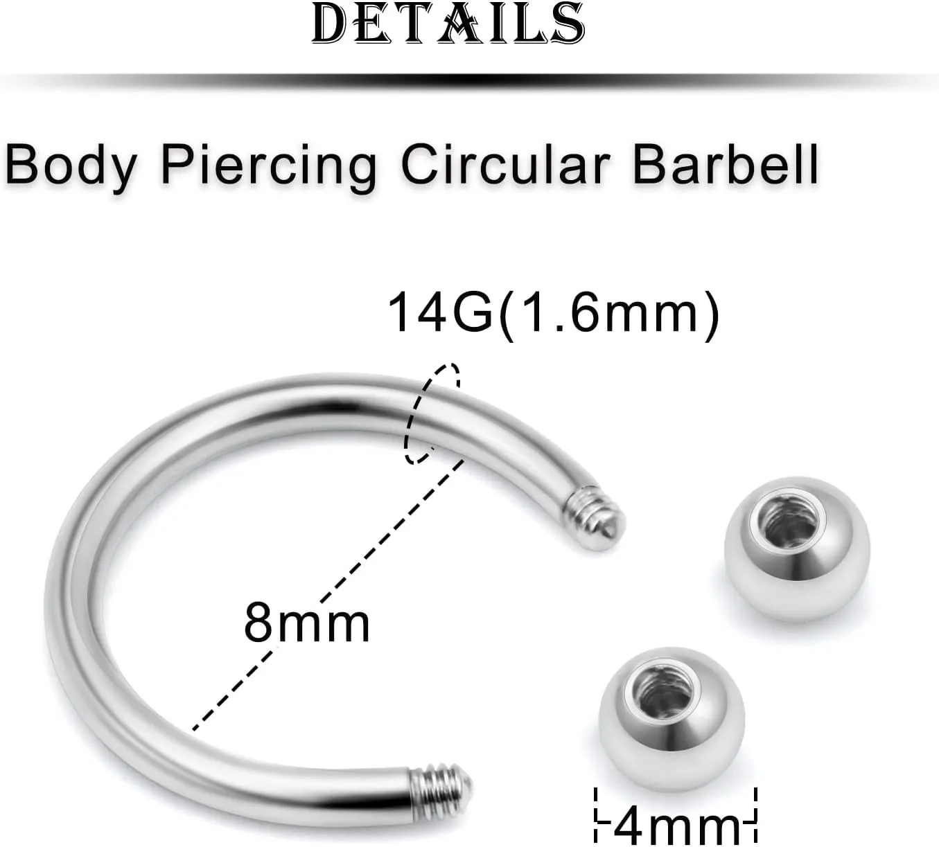 Kridzisw 14G Septum Nose Rings Eyebrow lip Rings Lobe Earrings Hoop 316L Surgical Steel Cartilage Helix Tragus Rook Daith Earrings Hoops Piercing Jewelry for Women Men 8mm 10mm 12mm 14mm 16mm 19mm