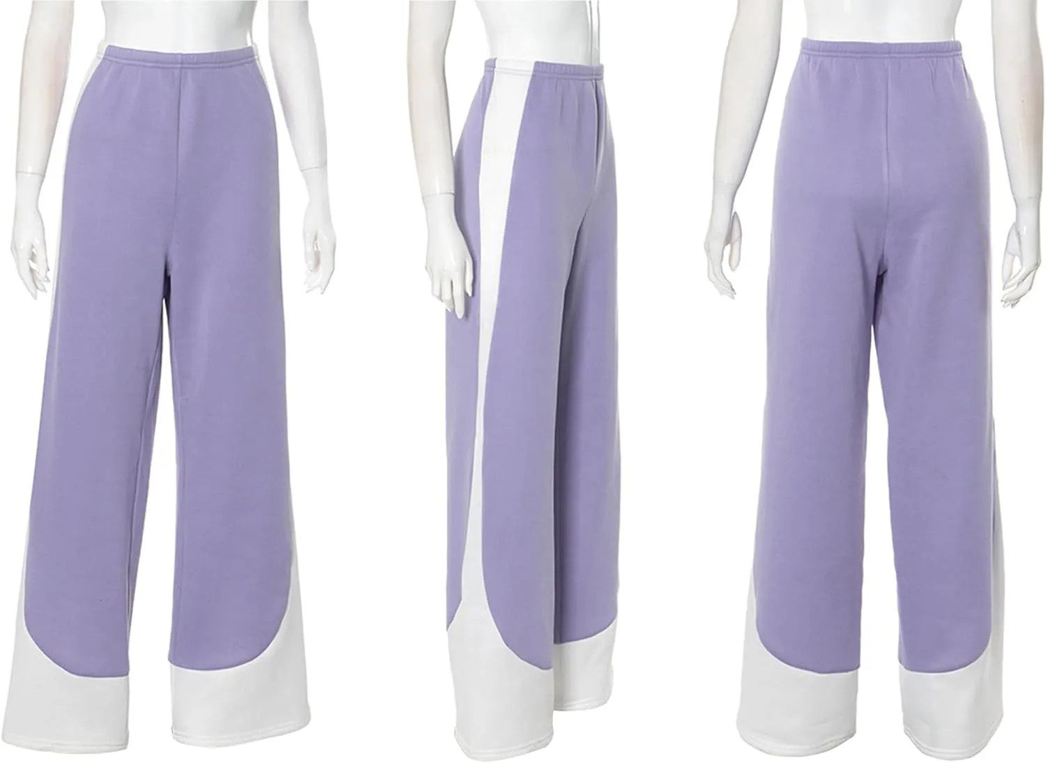 LAJIOJIO Wide Leg Sweatpants Women Color Block Baggy High Elastic Waist Straight Leg Trousers Workout Track Pants