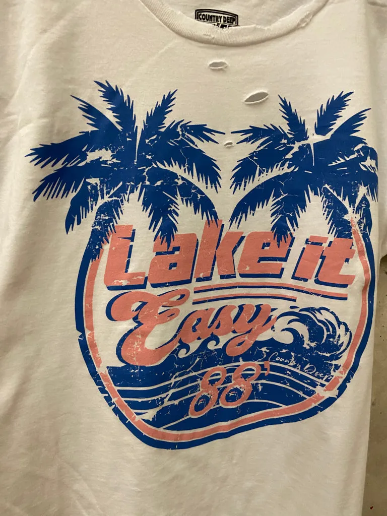 Lake it Easy distressed 1988' vintage T shirt