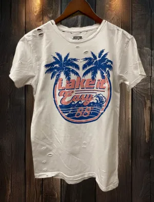 Lake it Easy distressed 1988' vintage T shirt