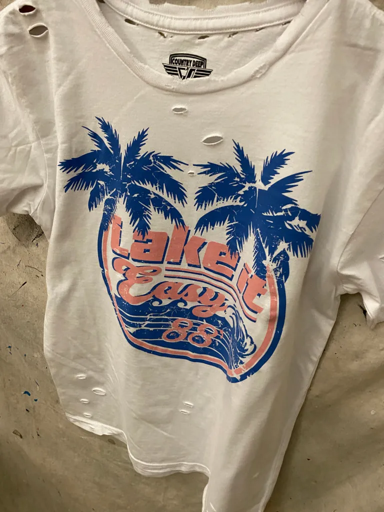 Lake it Easy distressed 1988' vintage T shirt