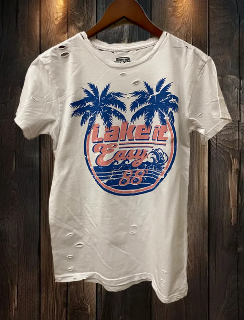 Lake it Easy distressed 1988' vintage T shirt