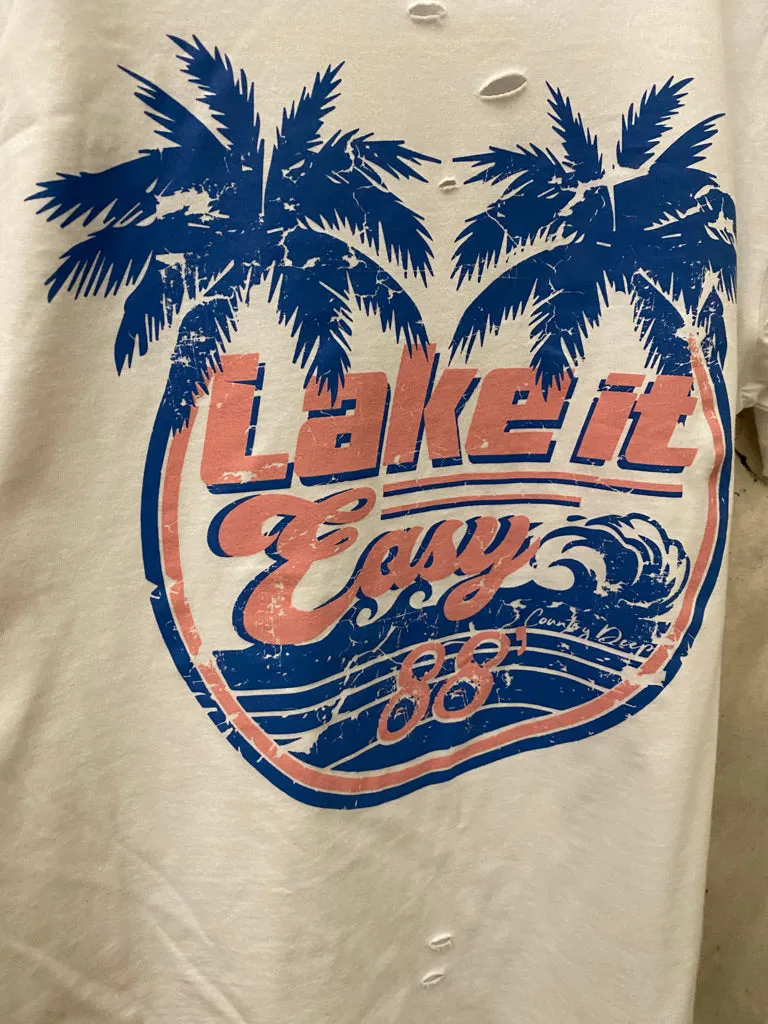 Lake it Easy distressed 1988' vintage T shirt