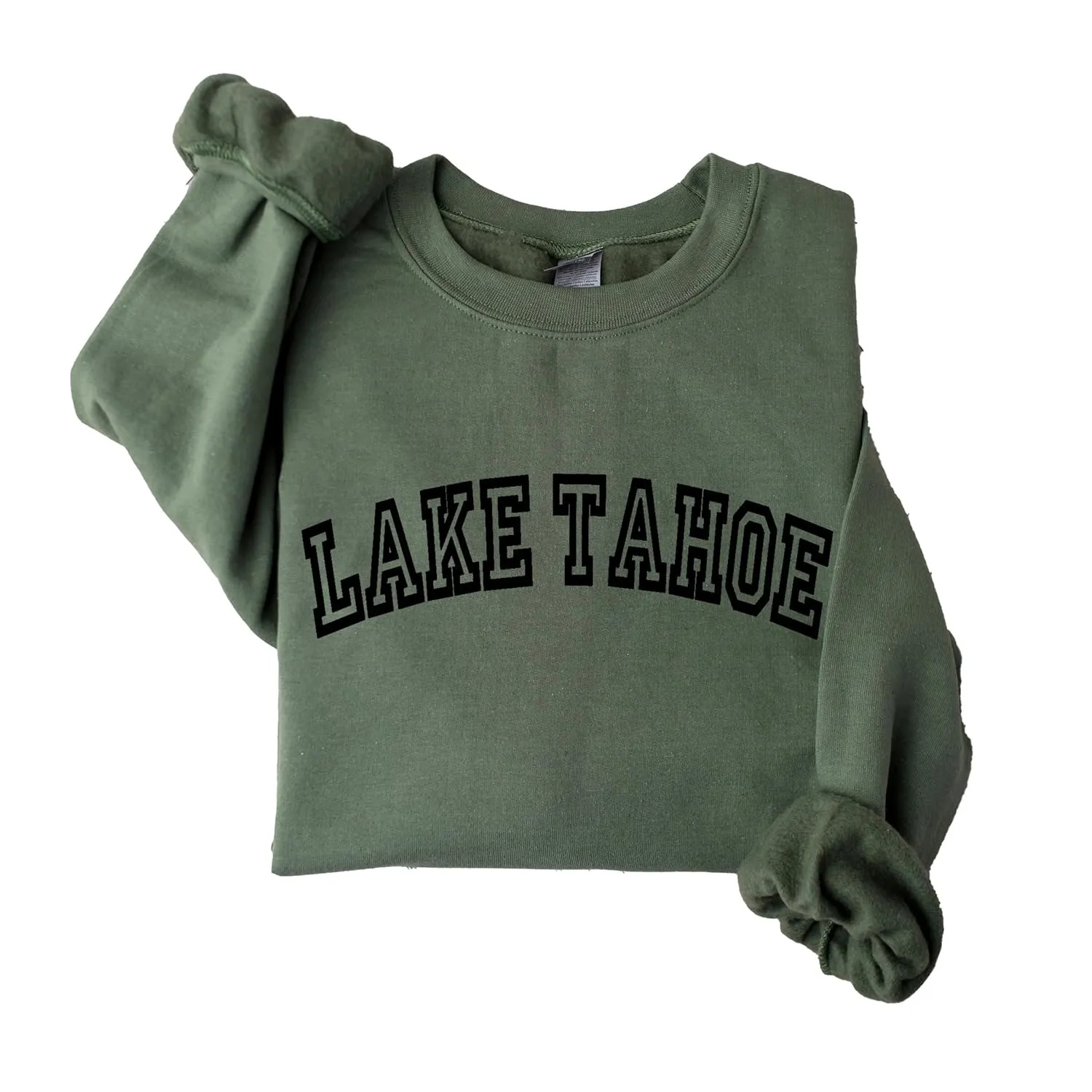 Lake Tahoe Sweatshirt, Lake Tahoe Shirt, Nevada Crewneck, California Vacation Shirts, Minimalist Preppy Design Lake Tahoe Gift (XXL, Military Green)