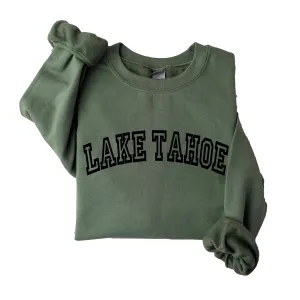 Lake Tahoe Sweatshirt, Lake Tahoe Shirt, Nevada Crewneck, California Vacation Shirts, Minimalist Preppy Design Lake Tahoe Gift (XXL, Military Green)