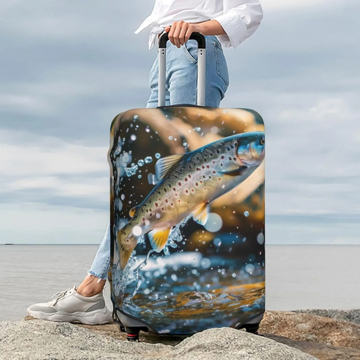 Leaping Fish Travel Luggage Cover Suitcase Protector Fits 18-32 Inch Suitcase Travel Accessories