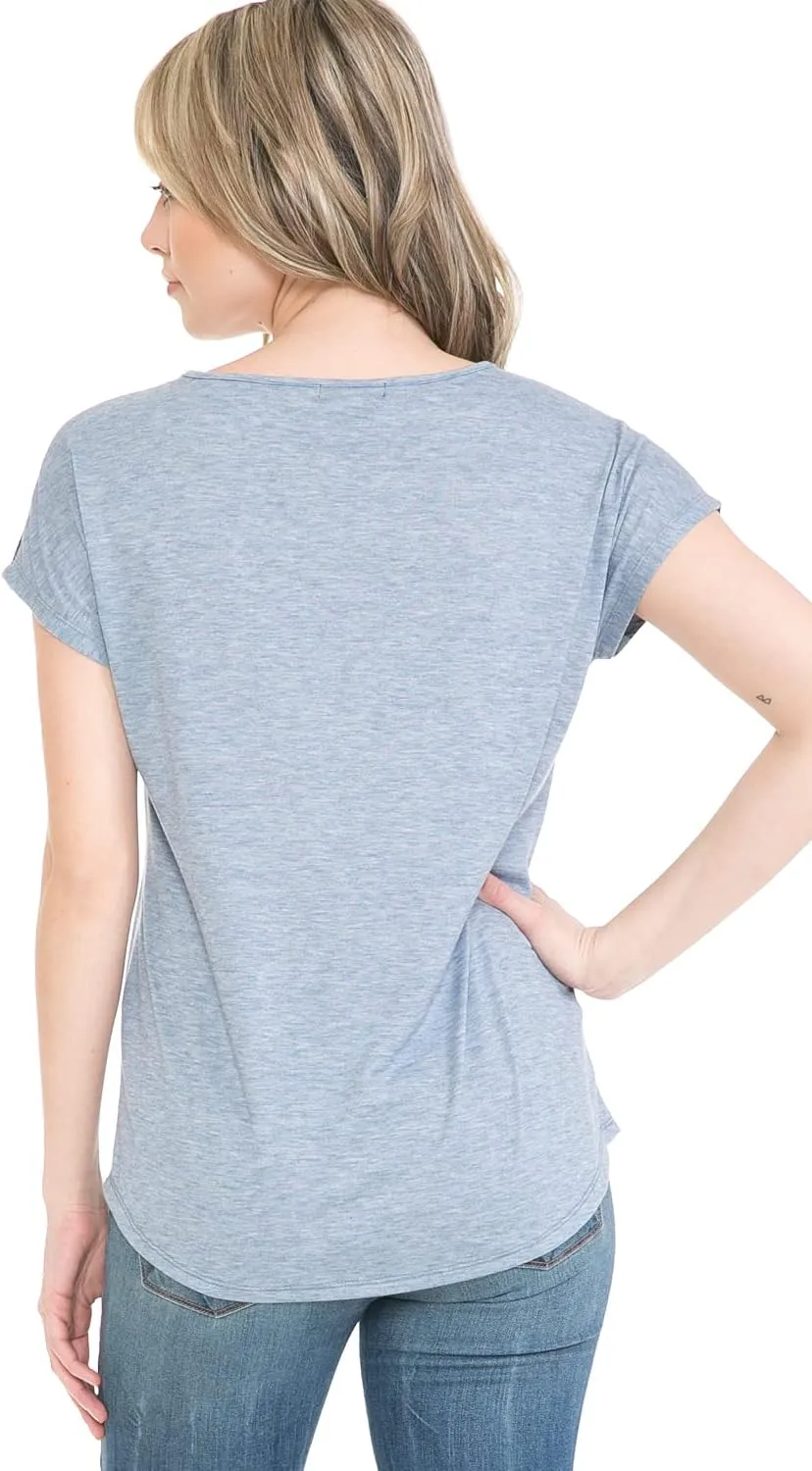 LEEBE Women and Plus Size Crew Neck Dolman Short Sleeve Print Top (Small-5X)