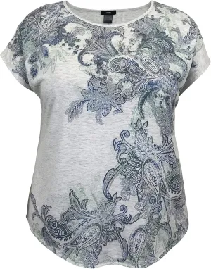 LEEBE Women and Plus Size Crew Neck Dolman Short Sleeve Print Top (Small-5X)