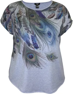 LEEBE Women and Plus Size Crew Neck Dolman Short Sleeve Print Top (Small-5X)