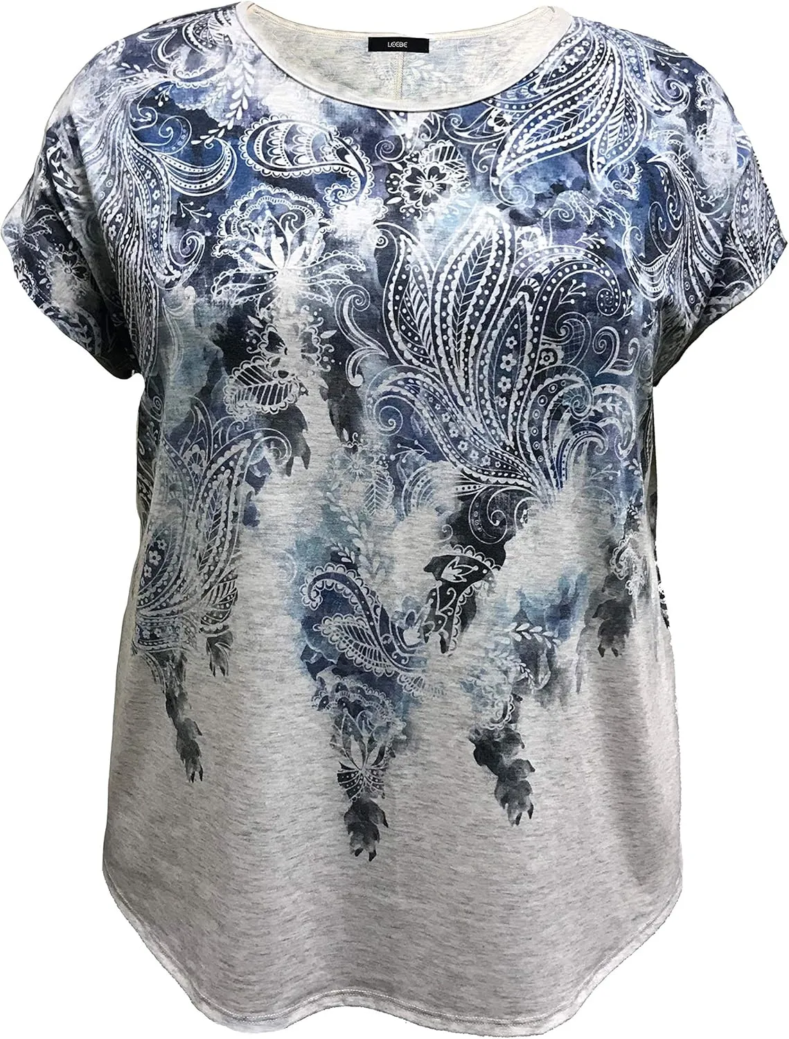 LEEBE Women and Plus Size Crew Neck Dolman Short Sleeve Print Top (Small-5X)