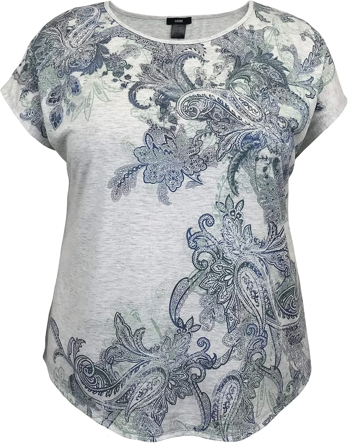 LEEBE Women and Plus Size Crew Neck Dolman Short Sleeve Print Top (Small-5X)