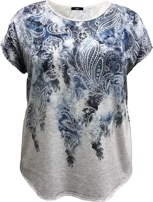 LEEBE Women and Plus Size Crew Neck Dolman Short Sleeve Print Top (Small-5X)