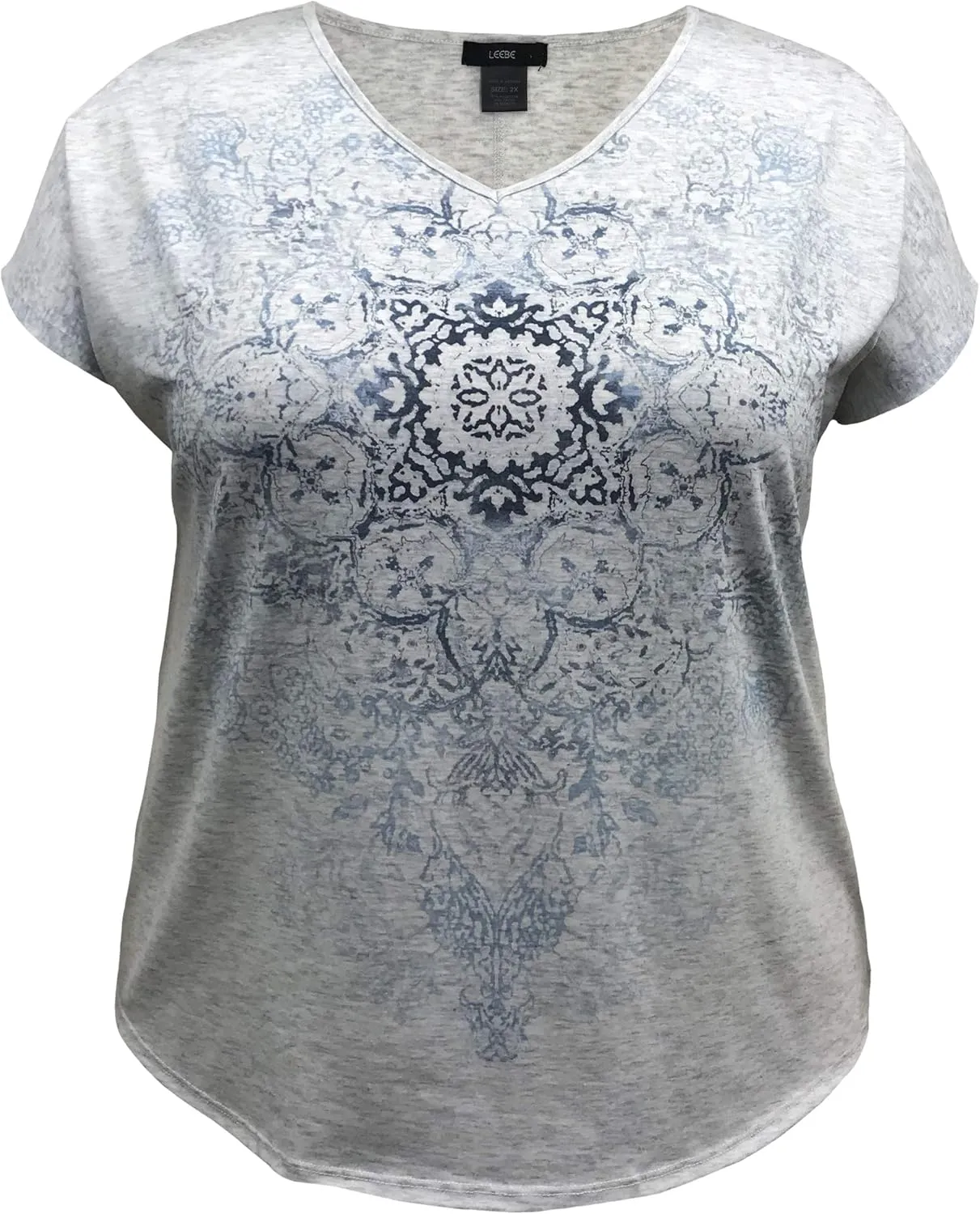 LEEBE Women and Plus Size Dolman Short Sleeve Print Top (Small-5X)