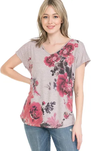 LEEBE Women and Plus Size Dolman Short Sleeve Print Top (Small-5X)
