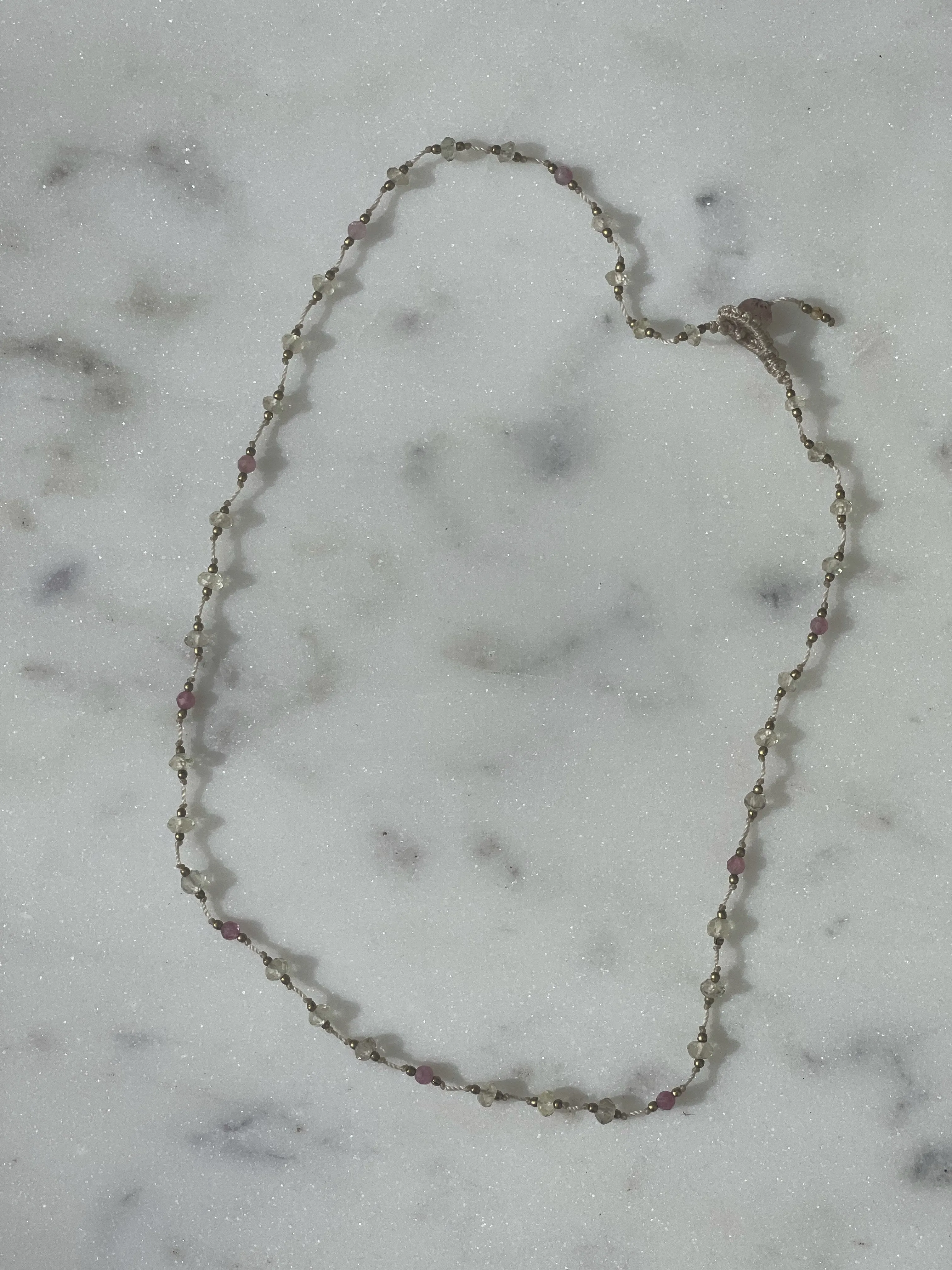 Lemon Topaz Pink Tourmaline Choker