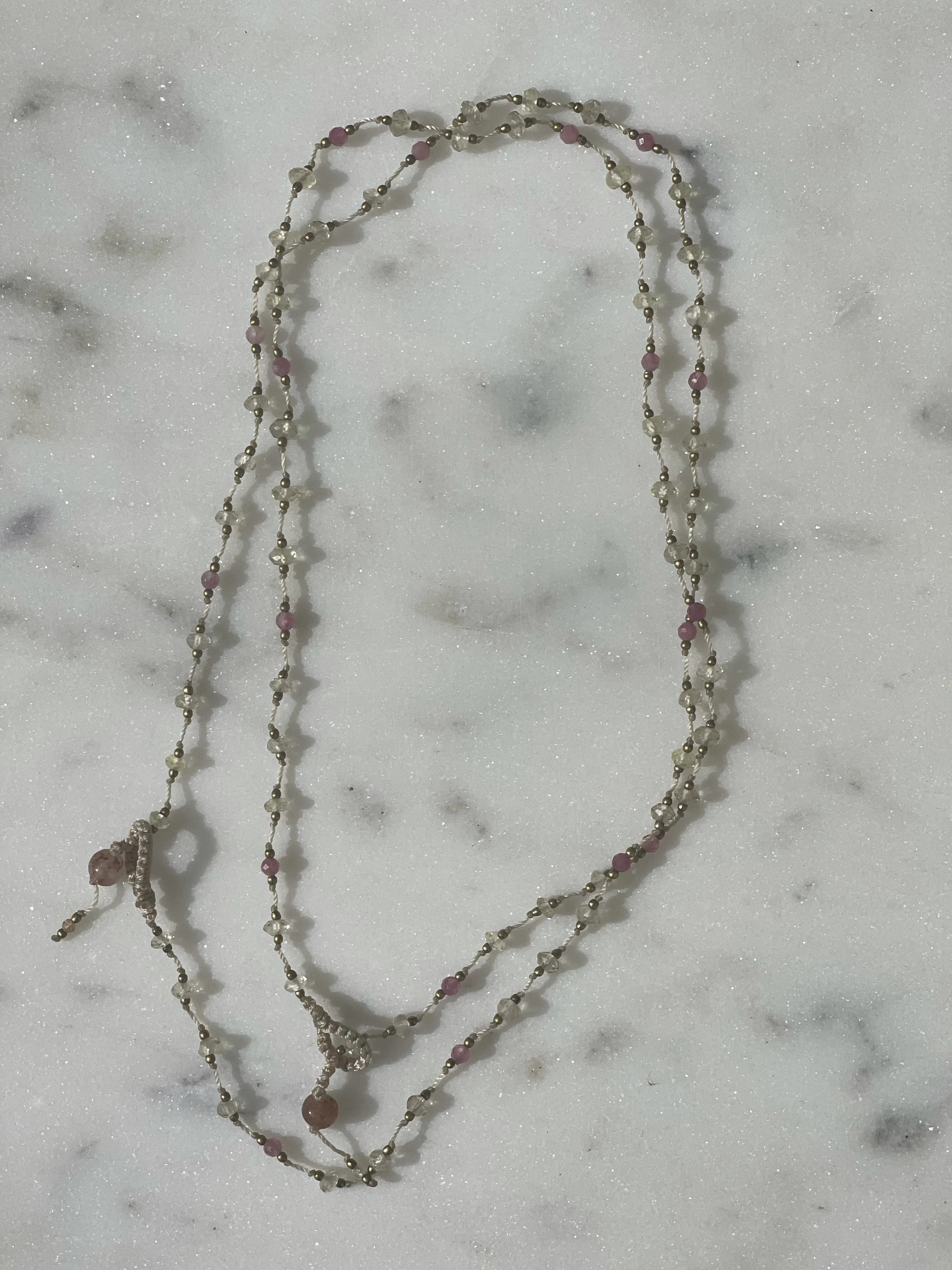 Lemon Topaz Pink Tourmaline Choker