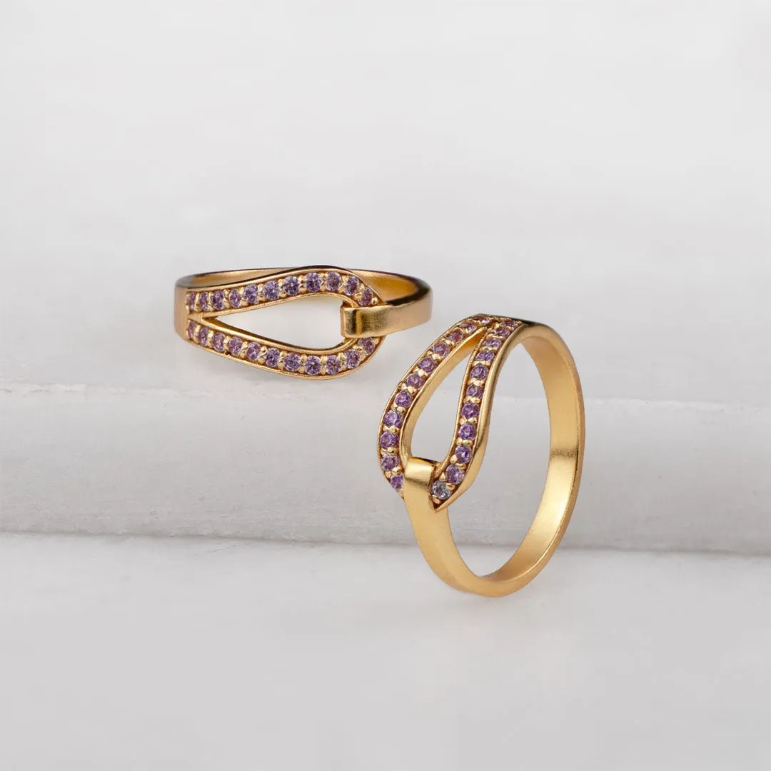 Levade - Violet Moissanite Stones and 14K Gold on Sterling Silver Horseshoe Necklace