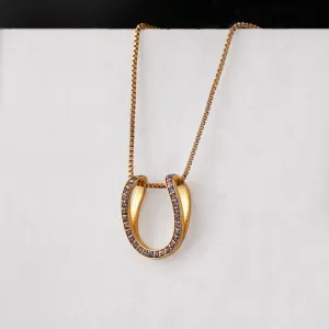 Levade - Violet Moissanite Stones and 14K Gold on Sterling Silver Horseshoe Necklace