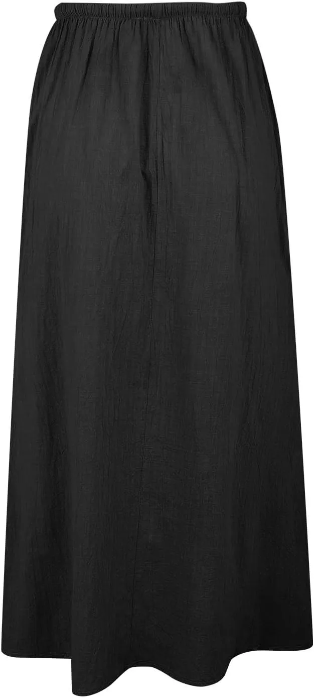 Linen Maxi Skirts for Women Trendy Summer Comfy Drawstring Waist A Line Skirts Cute Vacation Boho Long Flowy Skirts