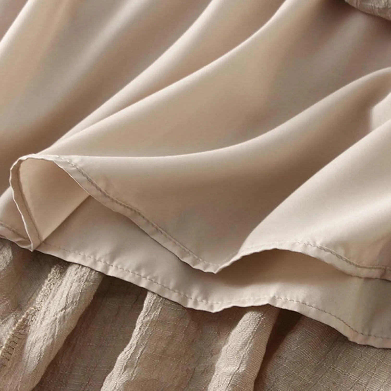 Linen Midi Skirts for Women Summer Casual Elastic Waist Drawstring Pleated Skirts A-Linen Flowy Swing Beach Skirt