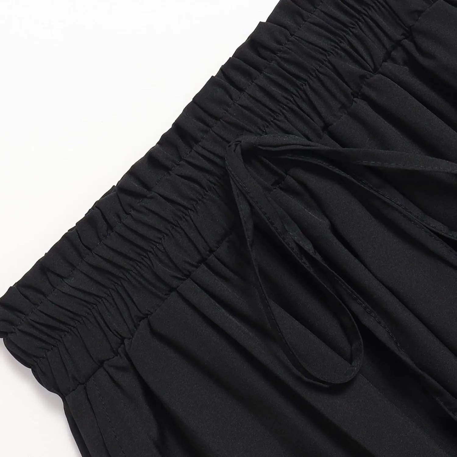 Linen Skirt for Women Summer Drawstring High Waisted Midi Skirt Smocked A Line Dressy Skirts Knee Length with Pockets