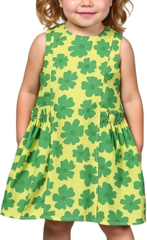 Little Bitty Girls Summer Dresses Casual Loose Tank Midi Dress Boho Beach Hawaiian Swing Sundress with Pockets for 2-7 Years