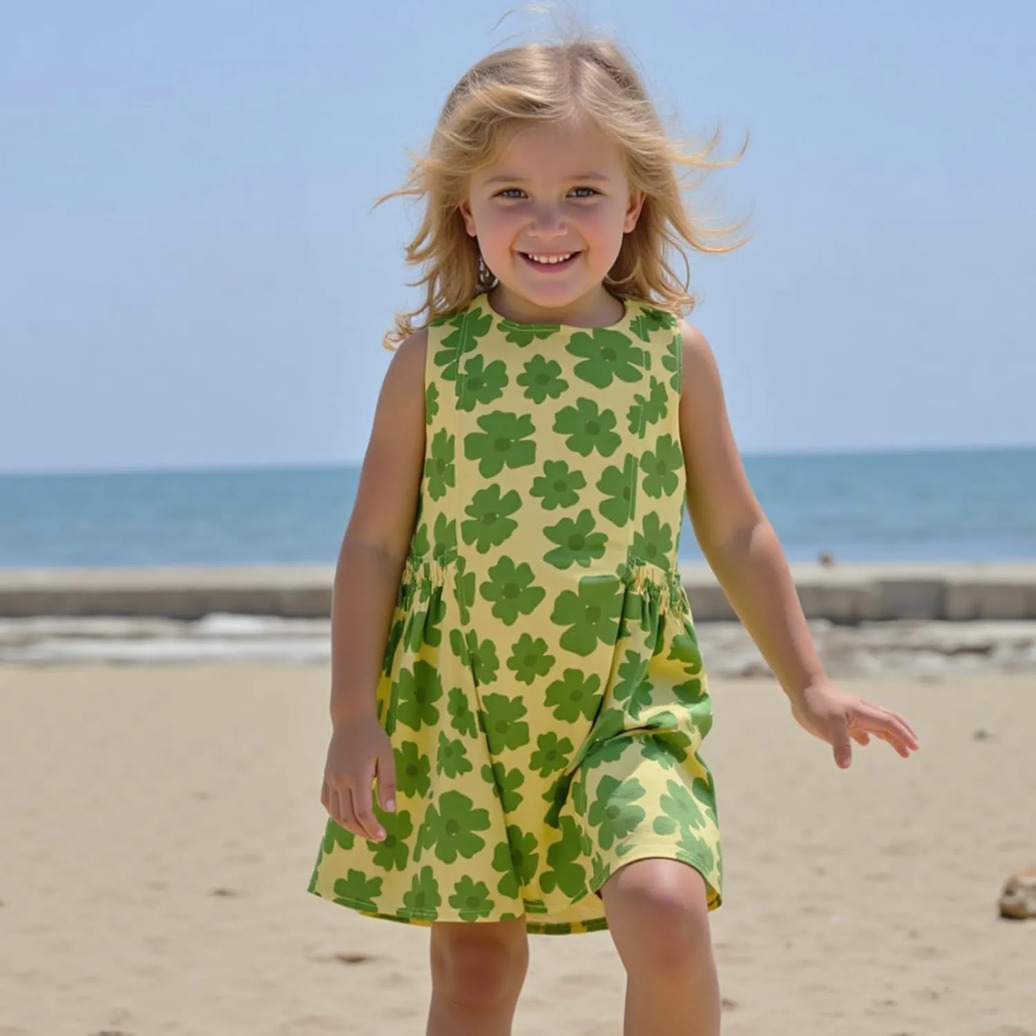 Little Bitty Girls Summer Dresses Casual Loose Tank Midi Dress Boho Beach Hawaiian Swing Sundress with Pockets for 2-7 Years
