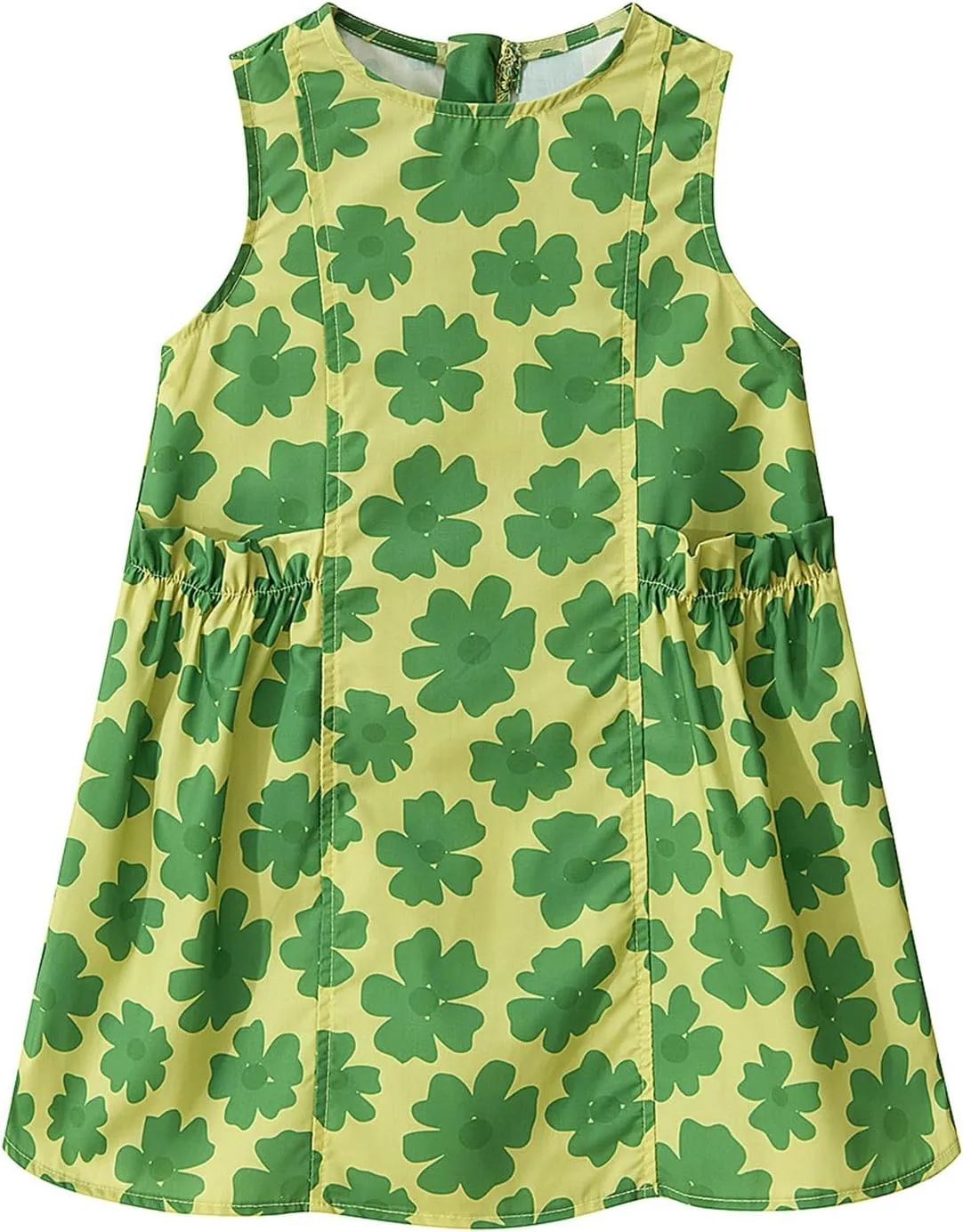 Little Bitty Girls Summer Dresses Casual Loose Tank Midi Dress Boho Beach Hawaiian Swing Sundress with Pockets for 2-7 Years