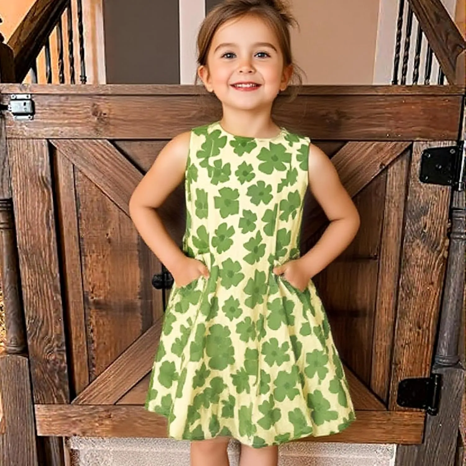 Little Bitty Girls Summer Dresses Casual Loose Tank Midi Dress Boho Beach Hawaiian Swing Sundress with Pockets for 2-7 Years