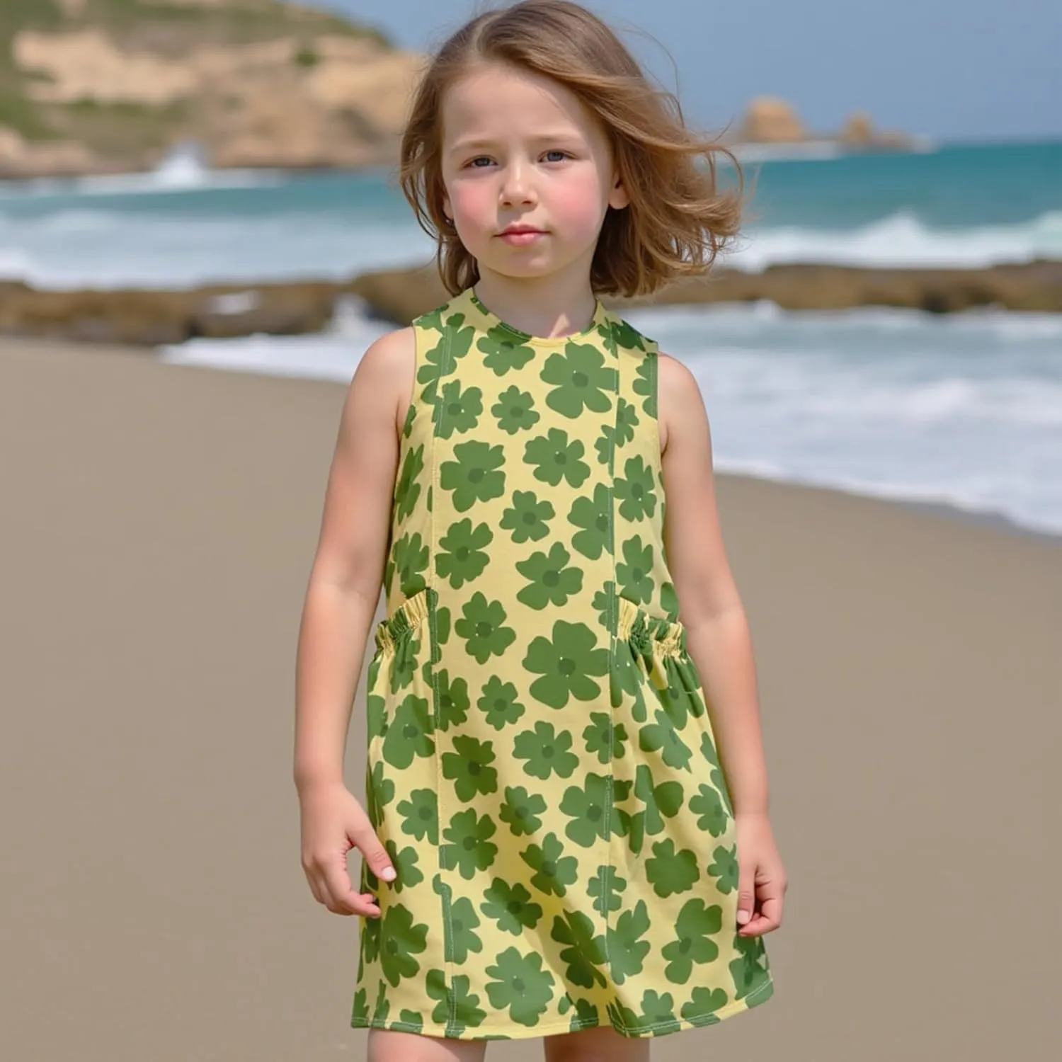 Little Bitty Girls Summer Dresses Casual Loose Tank Midi Dress Boho Beach Hawaiian Swing Sundress with Pockets for 2-7 Years