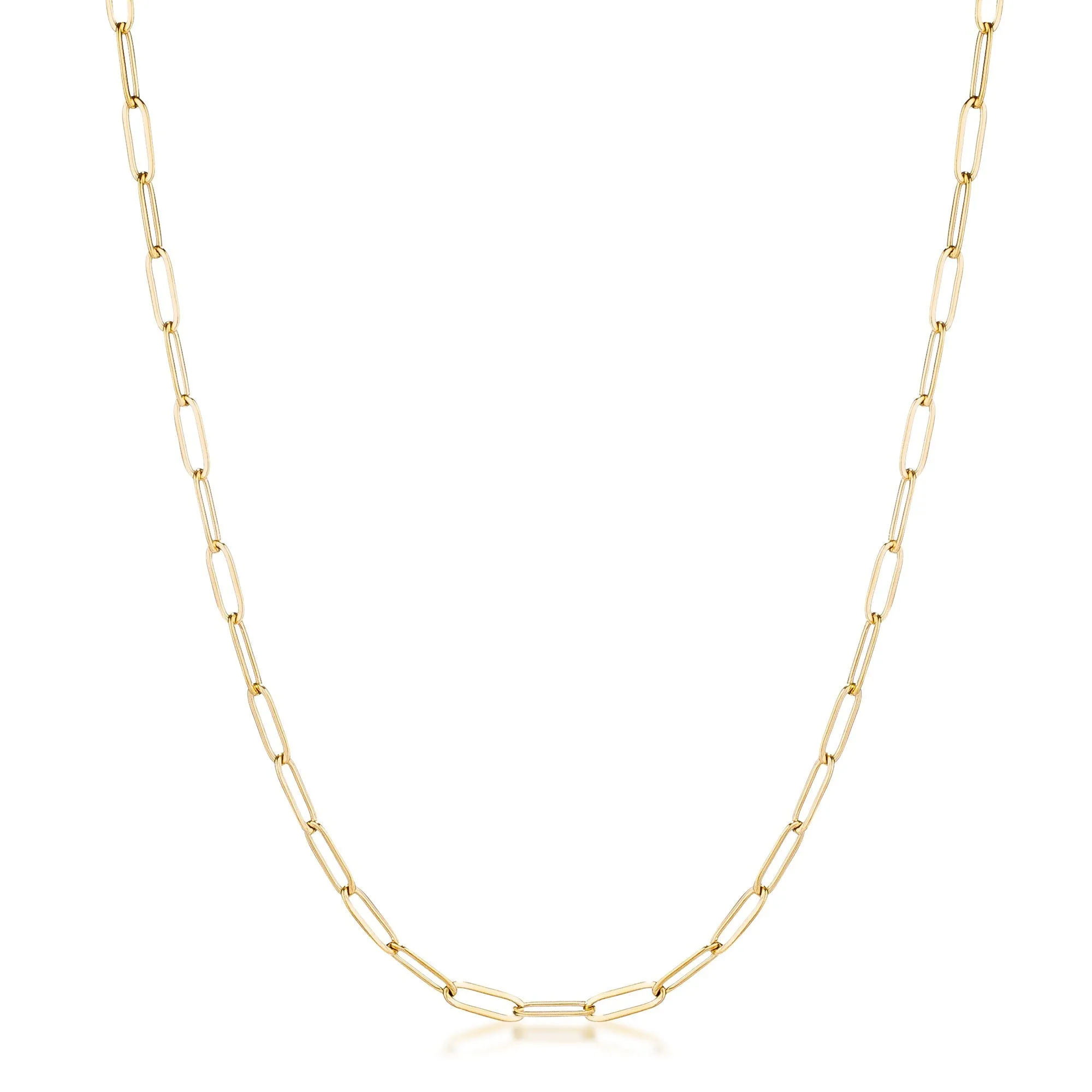 LOVCIA Goldtone Paperclip Chain Necklace - Mid Size Statement Piece