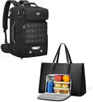 MATEIN Laptop Tote Bag with Insulated Lunch Compartment,15.6 Inch PU Leather Briefcase52L Large Luggage Suitcase with Shoe Compartment