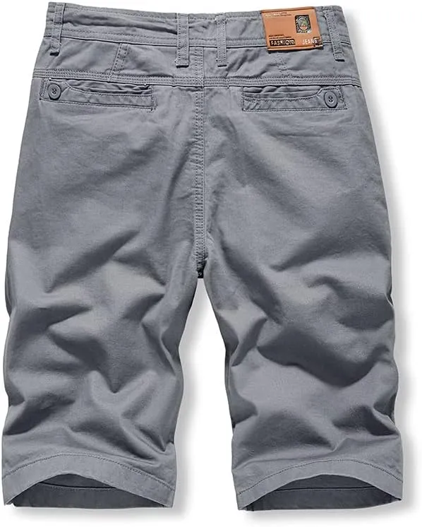 Men's Casual Chino Shorts Slim Fit Flat-Front Comfort Cotton Twill Work Cargo Khaki Short Pants