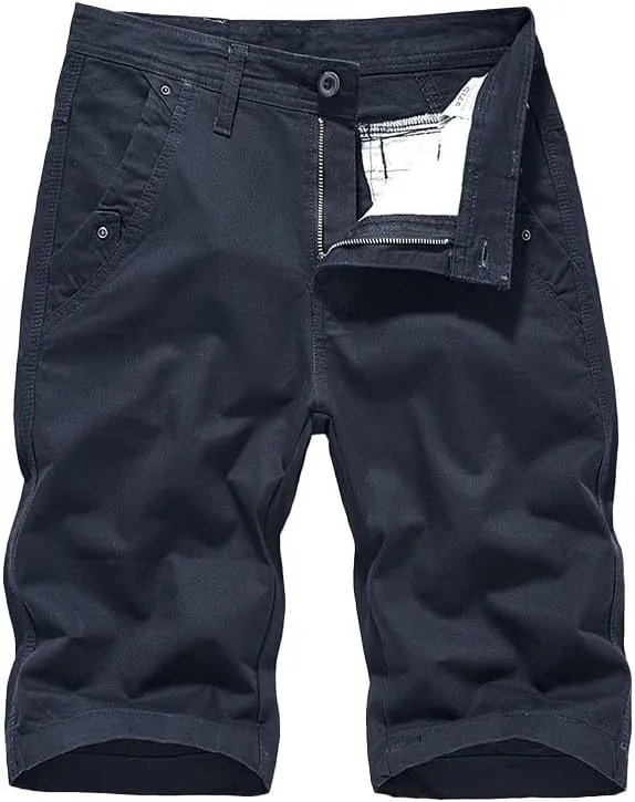 Men's Casual Chino Shorts Slim Fit Flat-Front Comfort Cotton Twill Work Cargo Khaki Short Pants