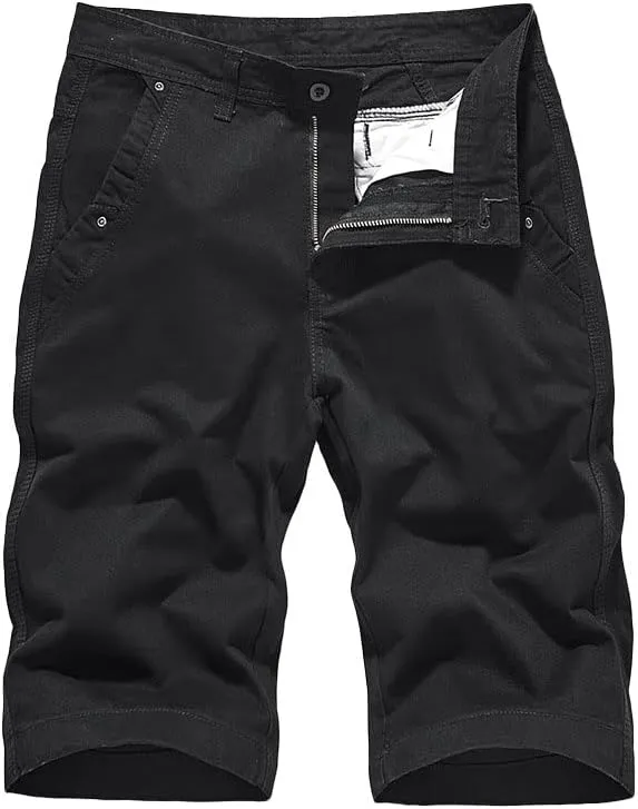 Men's Casual Chino Shorts Slim Fit Flat-Front Comfort Cotton Twill Work Cargo Khaki Short Pants