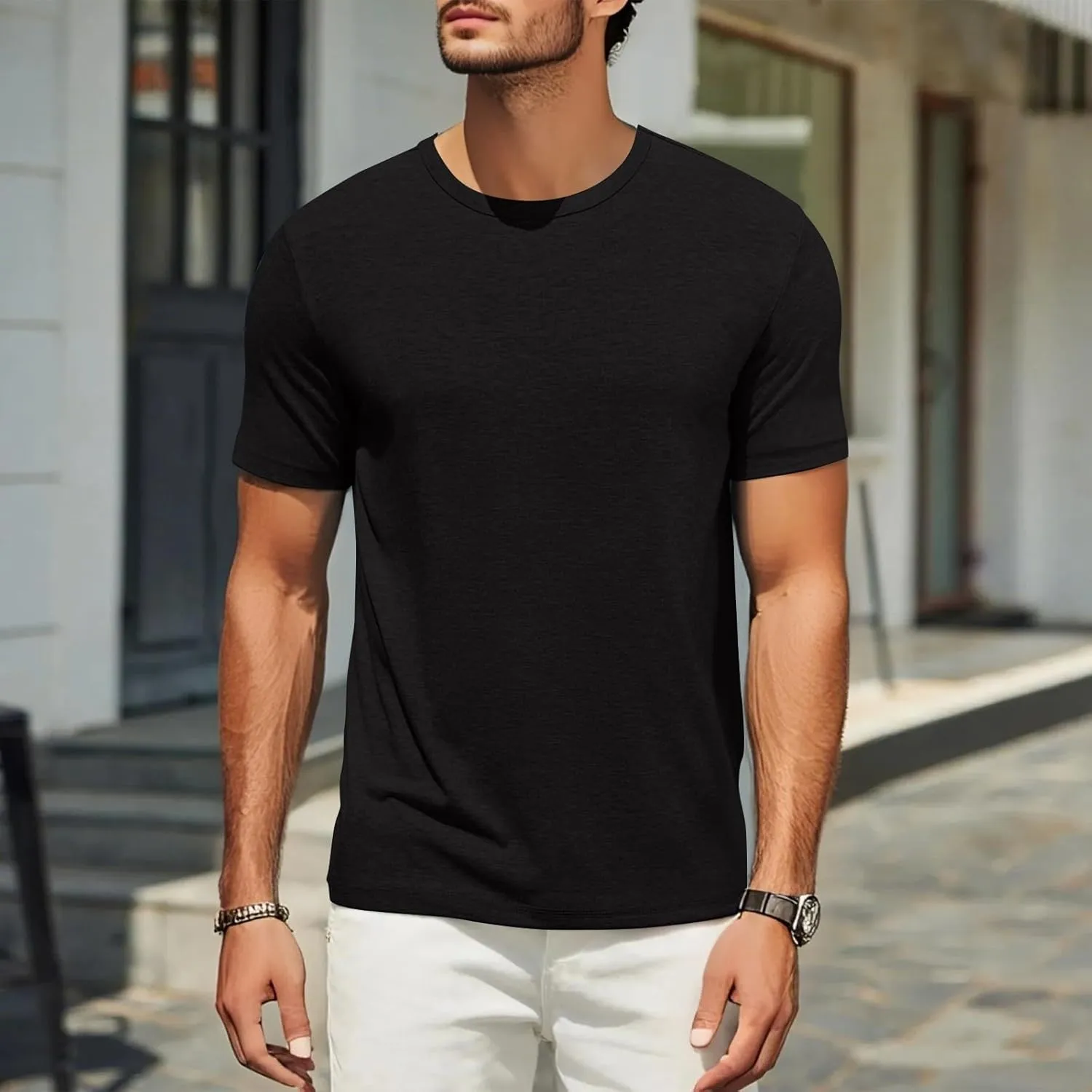 Men's T Shirts Short Sleeve Soft Crew Neck Lightweight Tee Shirts Casual Summer Basic Tops Men's Oversized Shirt