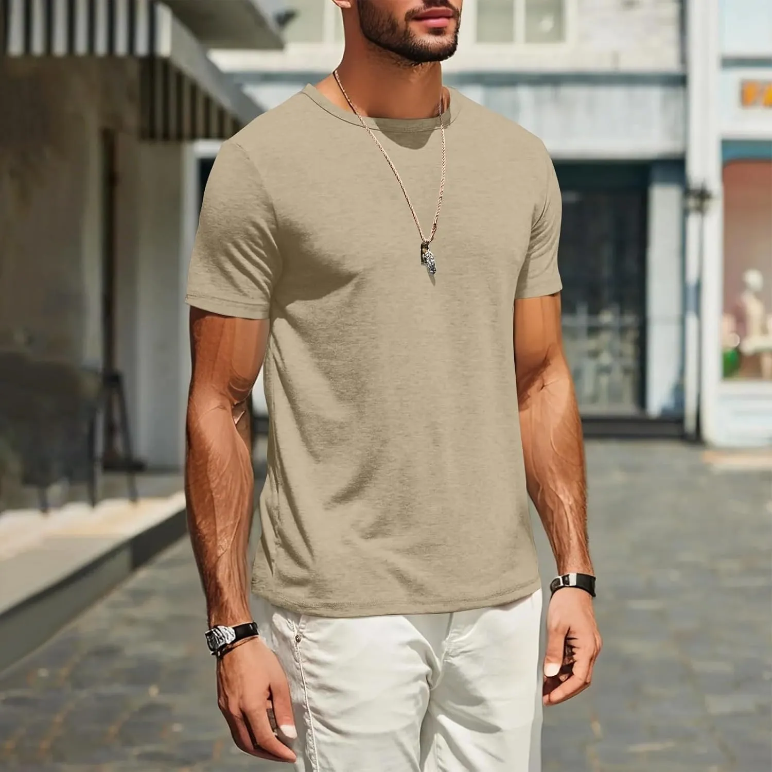 Men's T Shirts Short Sleeve Soft Crew Neck Lightweight Tee Shirts Casual Summer Basic Tops Men's Oversized Shirt