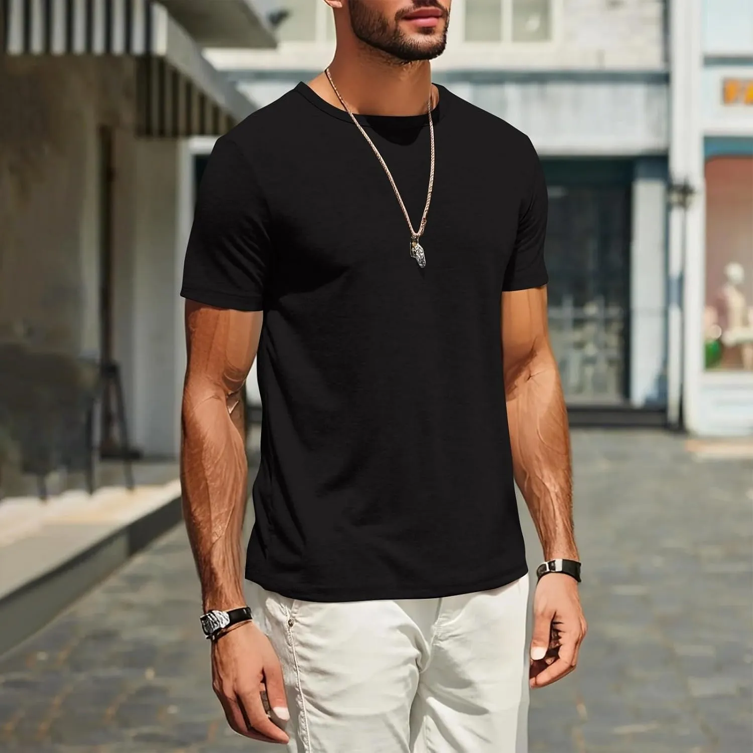 Men's T Shirts Short Sleeve Soft Crew Neck Lightweight Tee Shirts Casual Summer Basic Tops Men's Oversized Shirt