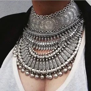 Metal Aztec Choker Necklace