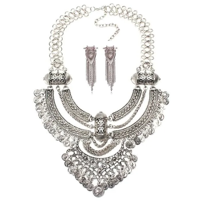 Metal Aztec Choker Necklace