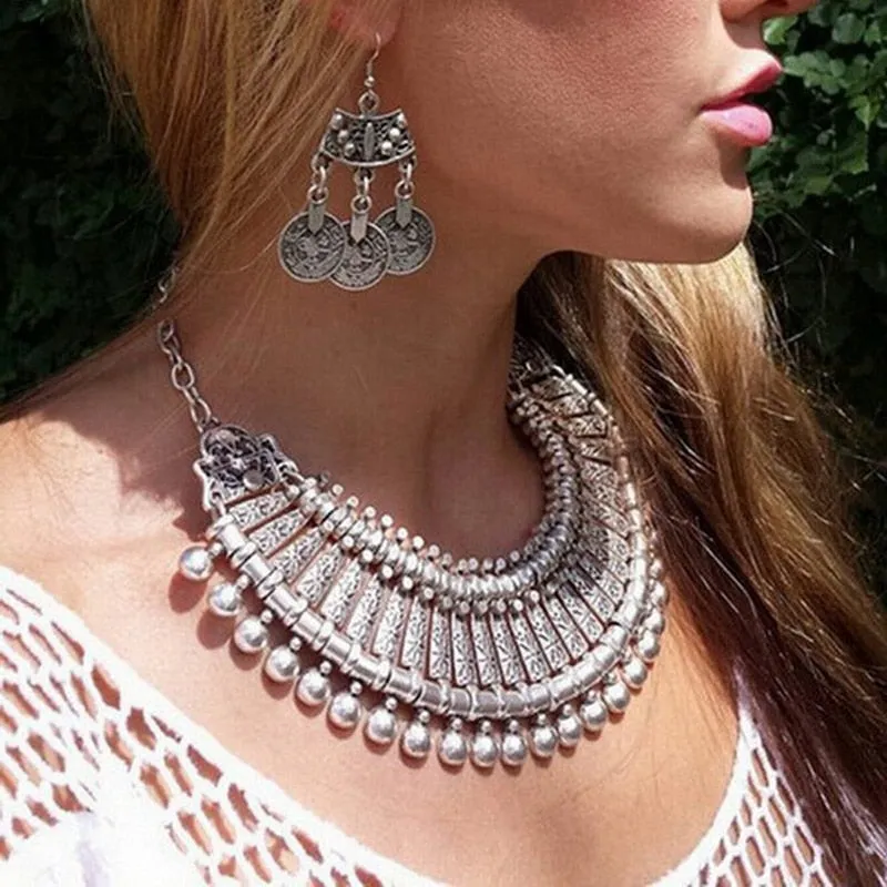 Metal Aztec Choker Necklace