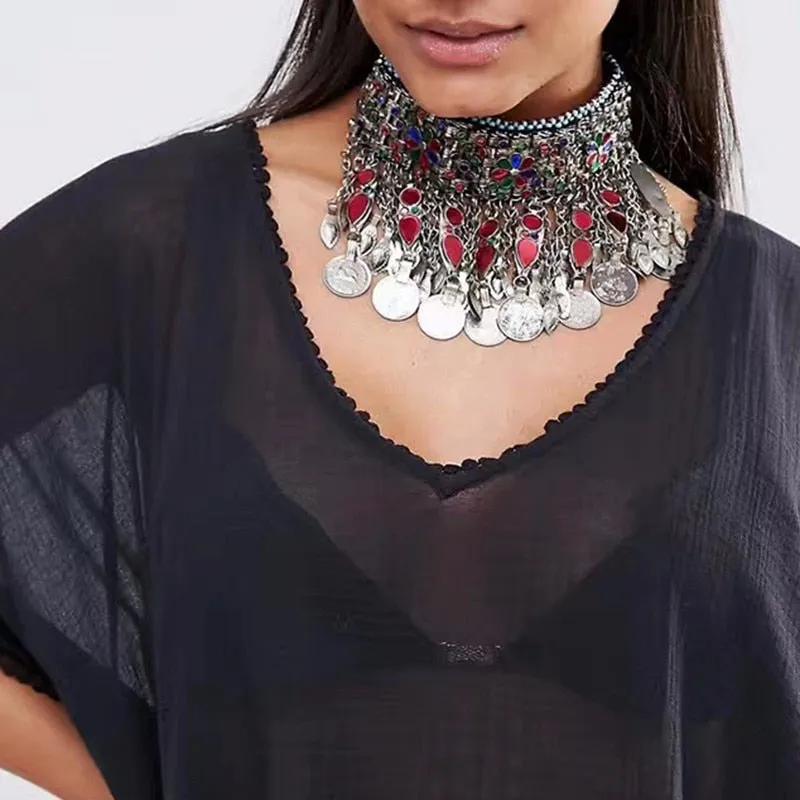 Metal Aztec Choker Necklace